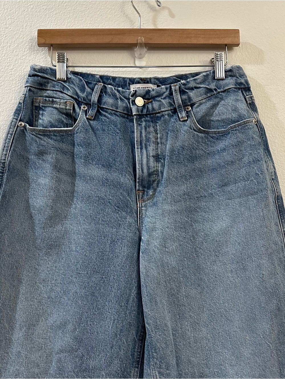 Good American Women's Good Skate Petite High Rise Wide Leg Jeans Size 29 Indigo - Picture 5 of 13